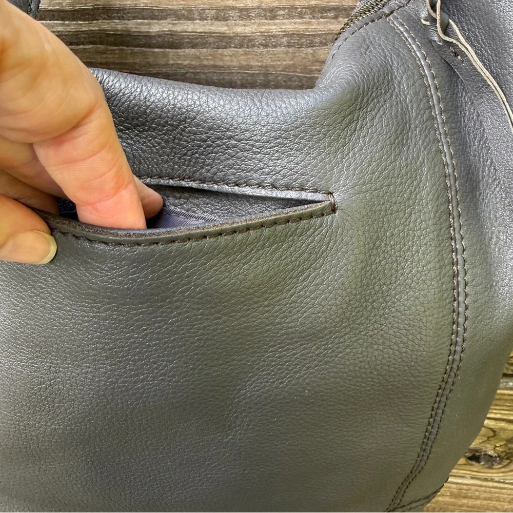 The Sak Sequoia Leather Hobo Bag Grey Pebbled Boho Minimalist